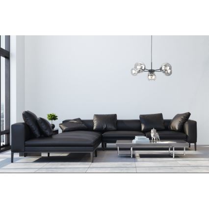 Żyrandol na lince KALIOPE 6xE27/60W/230V czarny/przezroczysty
