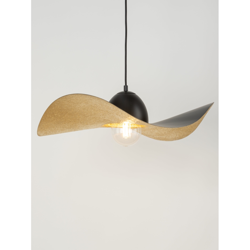 Żyrandol na lince KAPELLO 1xE27/60W/230V śr. 55 cm czarny/złoty