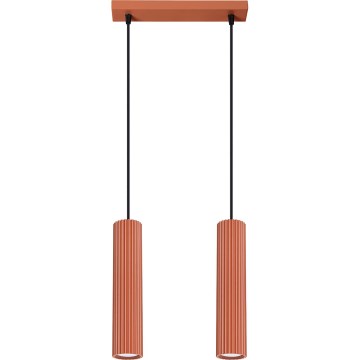 Żyrandol na lince KARBON 2xGU10/10W/230V czerwony