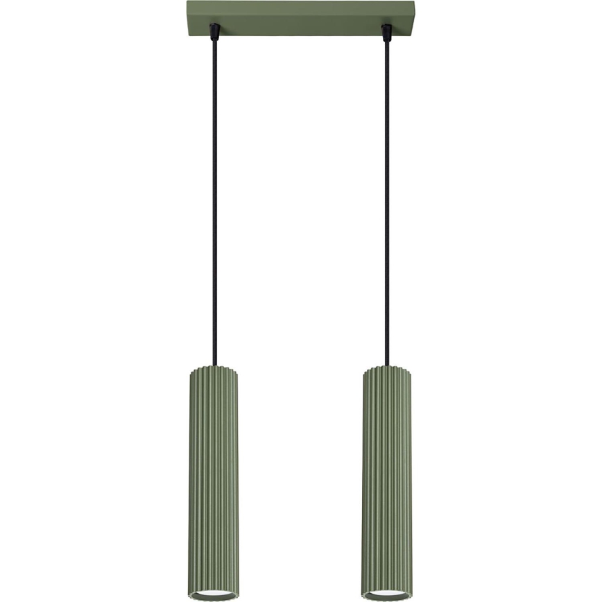 Żyrandol na lince KARBON 2xGU10/10W/230V zielony