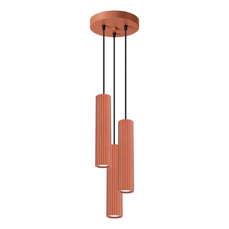 Żyrandol na lince KARBON 3xGU10/10W/230V czerwony