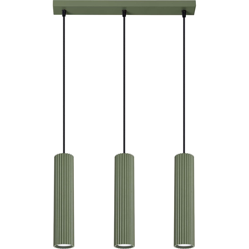 Żyrandol na lince KARBON 3xGU10/10W/230V zielony