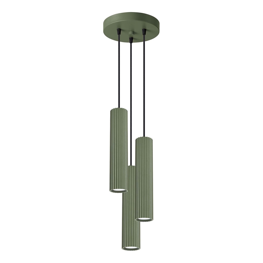Żyrandol na lince KARBON 3xGU10/10W/230V zielony
