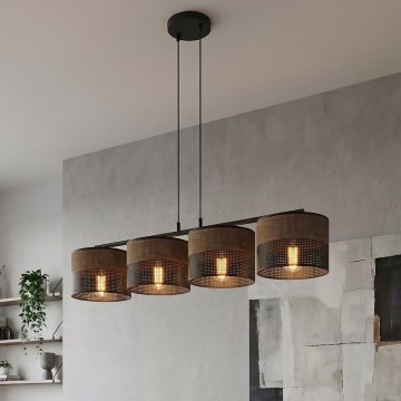 Żyrandol na lince KARBON 4xE27/15W/230V czarny/brązowy