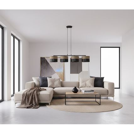 Żyrandol na lince KARBON 4xE27/15W/230V czarny/brązowy