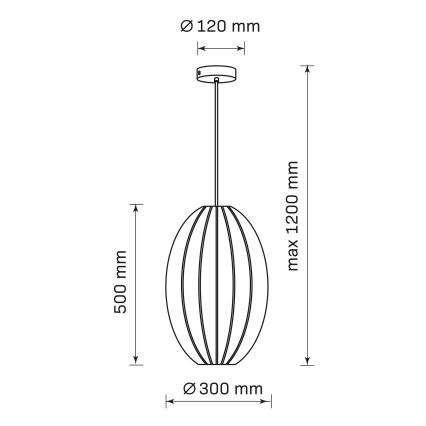 Żyrandol na lince KAREI 1xE27/20W/230V śr. 30 cm czarne