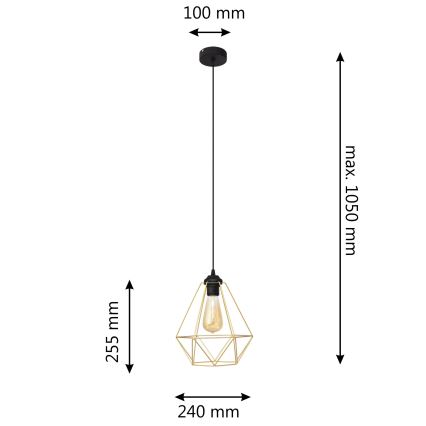 Żyrandol na lince KARO 1xE27/15W/230V złoty/czarne