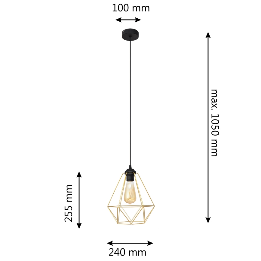 Żyrandol na lince KARO 1xE27/15W/230V złoty/czarne