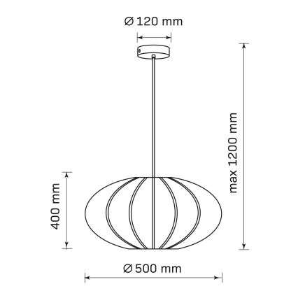 Żyrandol na lince KINU 1xE27/20W/230V śr. 50 cm czarne
