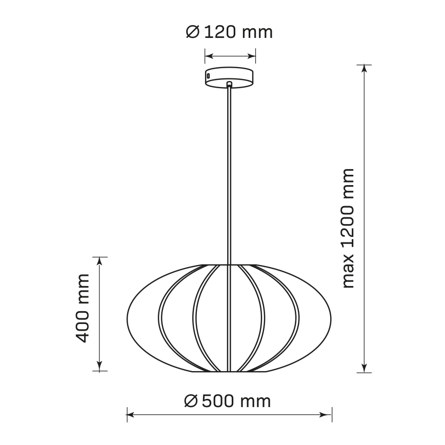Żyrandol na lince KINU 1xE27/20W/230V śr. 50 cm czarne