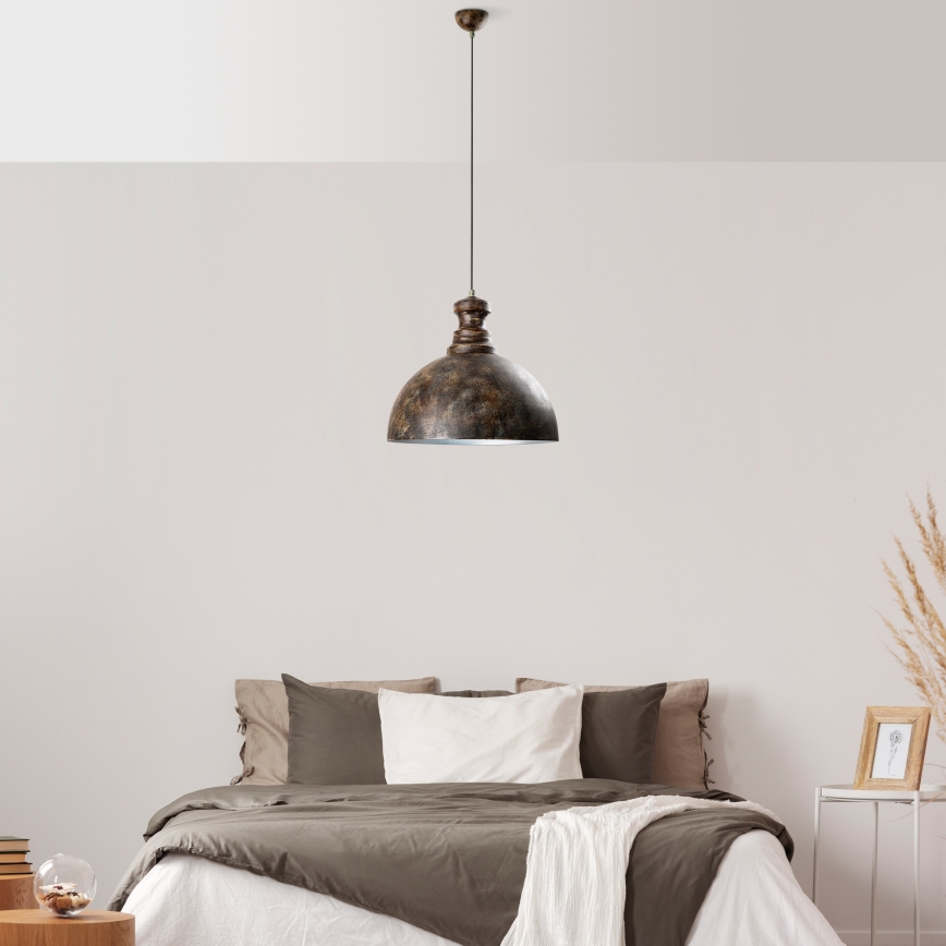 Żyrandol na lince KURE 1xE27/40W/230V śr. 40 cm szary