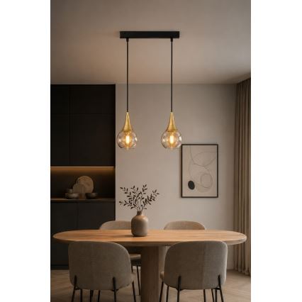 Żyrandol na lince LACRIMA HONEY 2xE27/60W/230V