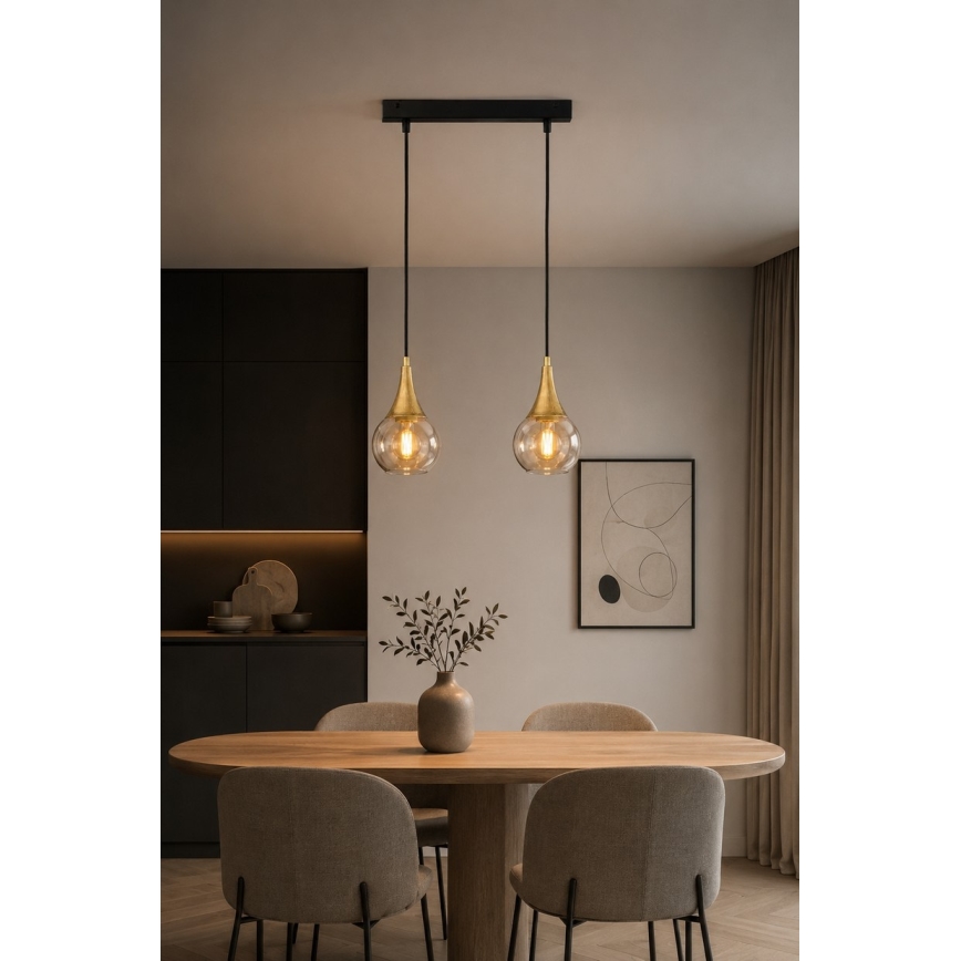 Żyrandol na lince LACRIMA HONEY 2xE27/60W/230V