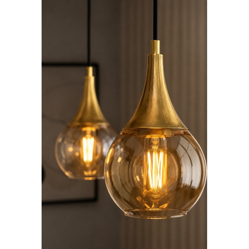 Żyrandol na lince LACRIMA HONEY 2xE27/60W/230V