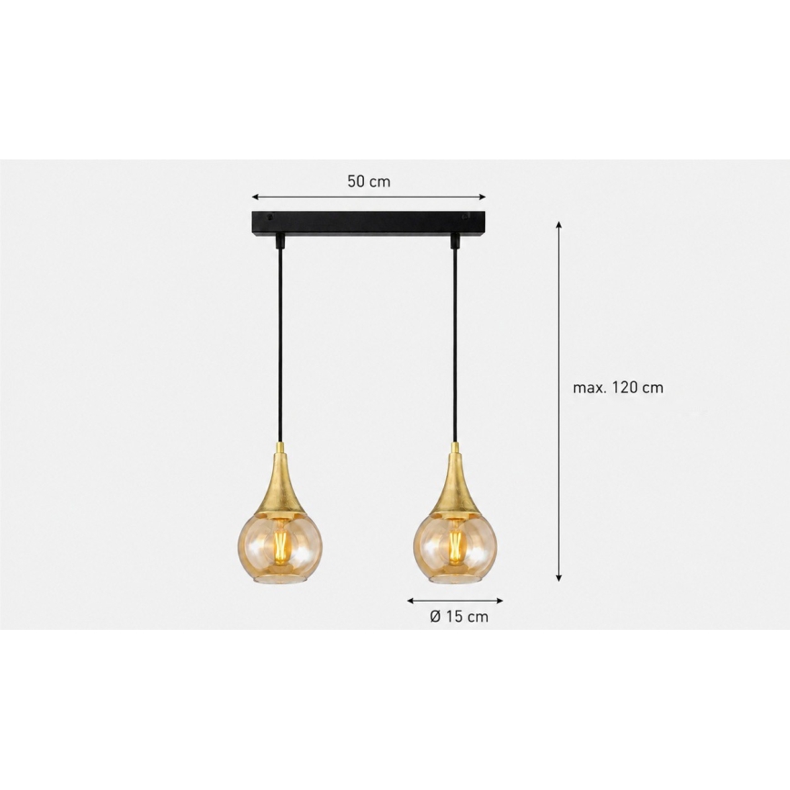Żyrandol na lince LACRIMA HONEY 2xE27/60W/230V