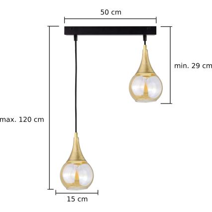 Żyrandol na lince LACRIMA HONEY 2xE27/60W/230V