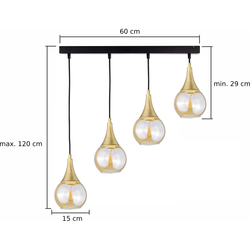 Żyrandol na lince LACRIMA HONEY 4xE27/60W/230V