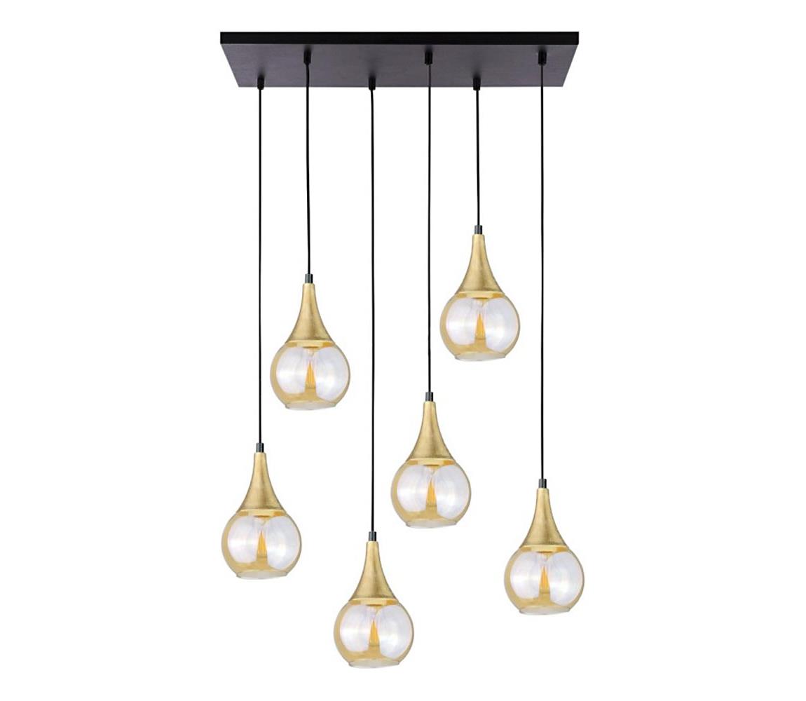Żyrandol na lince LACRIMA HONEY 6xE27/60W/230V czarny/zl./dym beżowy