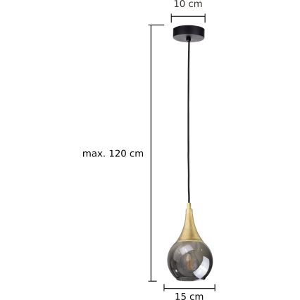 Żyrandol na lince LACRIMA SMOKY 1xE27/60W/230V