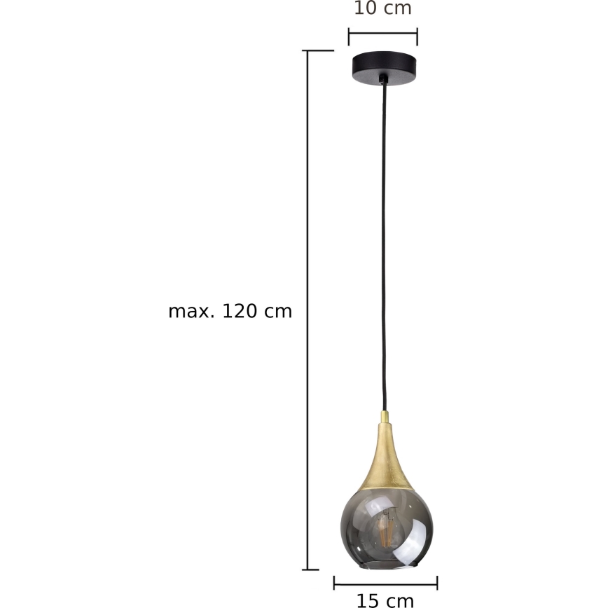 Żyrandol na lince LACRIMA SMOKY 1xE27/60W/230V