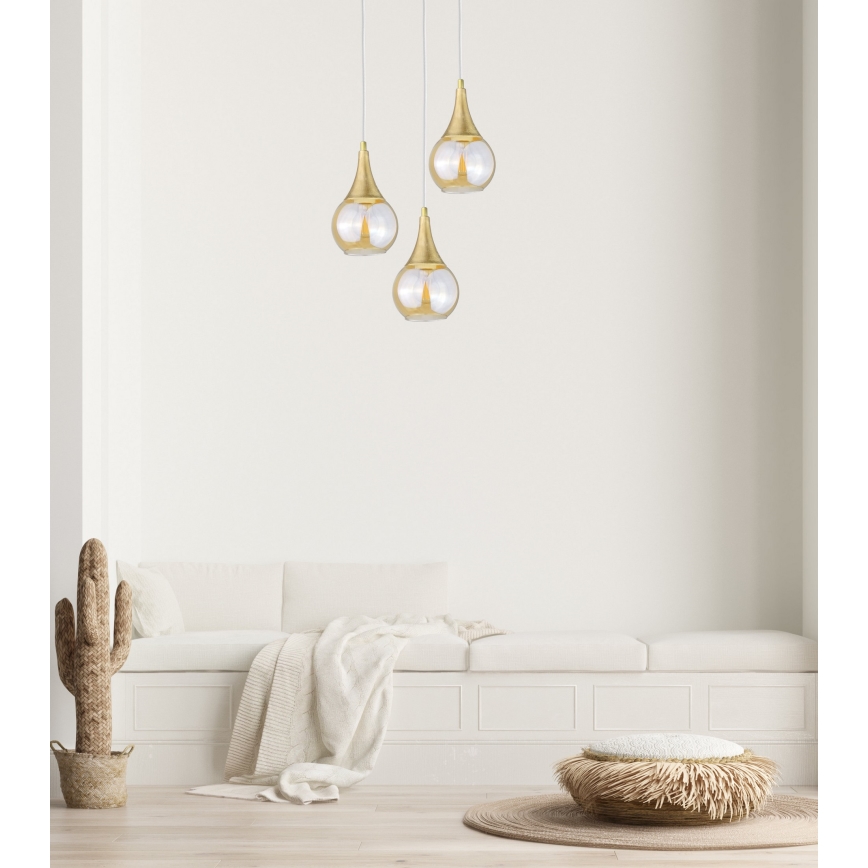 Żyrandol na lince LACRIMA WHITE 3xE27/60W/230V śr. 30 cm
