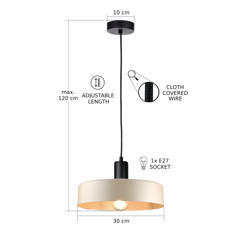 Żyrandol na lince LATTE 1xE27/60W/230V beżowy/czarny