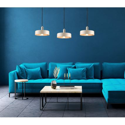 Żyrandol na lince LATTE 3xE27/60W/230V beżowy/czarny/chrom błyszczący