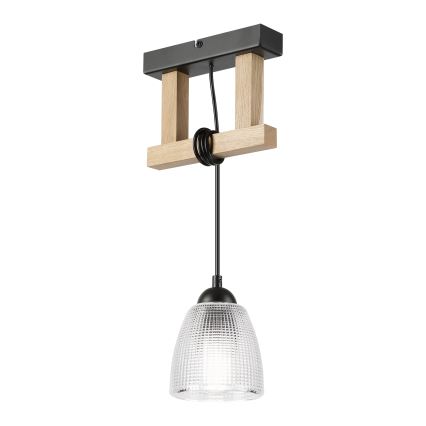 Żyrandol na lince LEANDRA 1xE27/15W/230V dąb/czarny