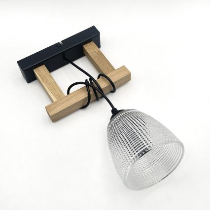 Żyrandol na lince LEANDRA 1xE27/15W/230V dąb/czarny