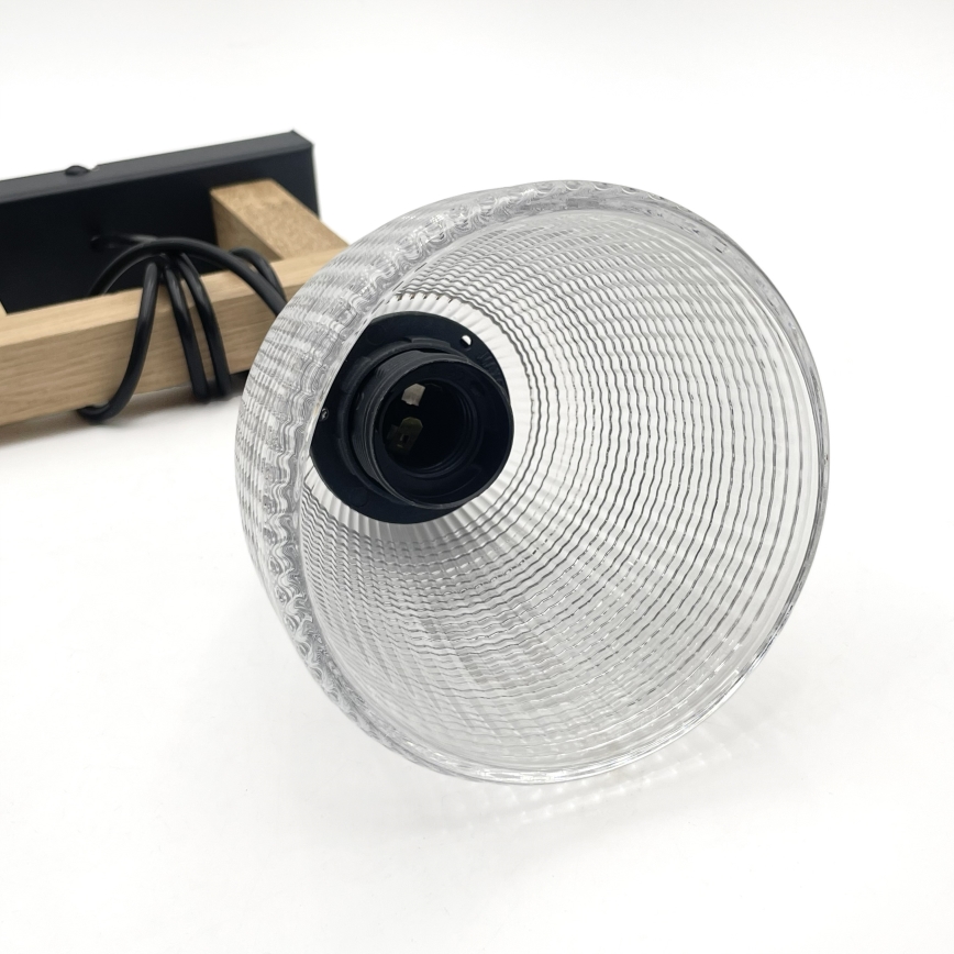 Żyrandol na lince LEANDRA 1xE27/15W/230V dąb/czarny