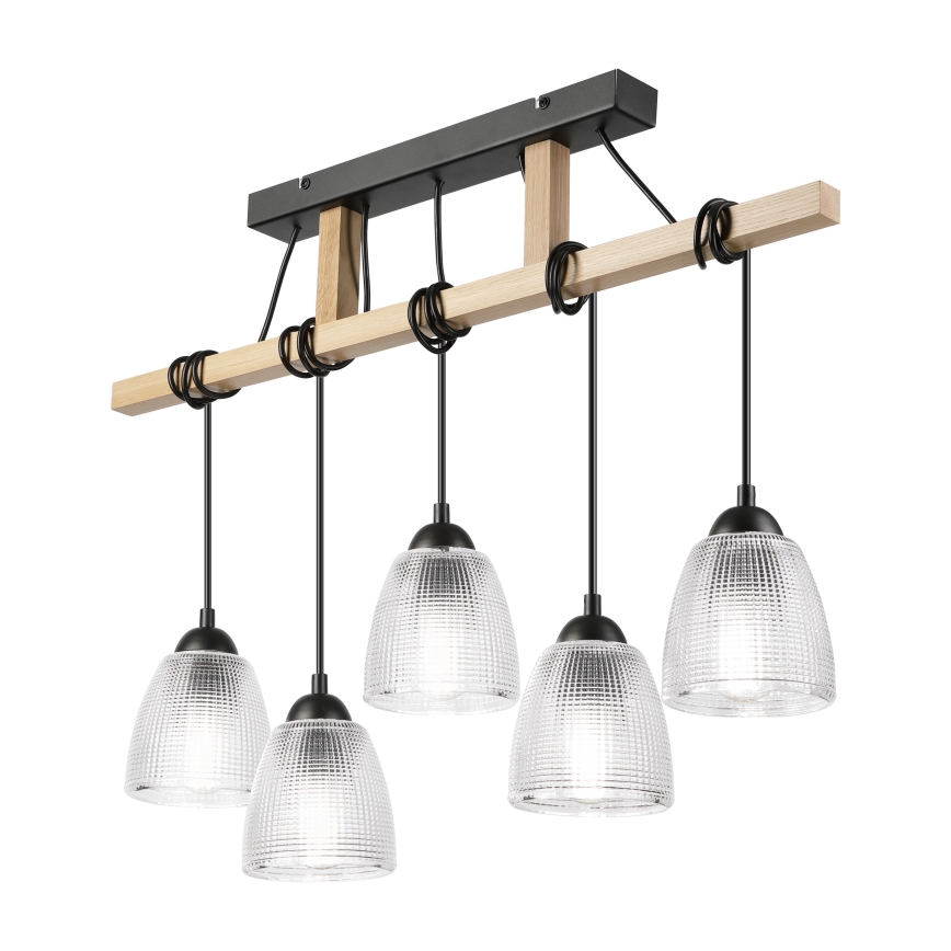 Żyrandol na lince LEANDRA 5xE27/15W/230V dąb/czarny