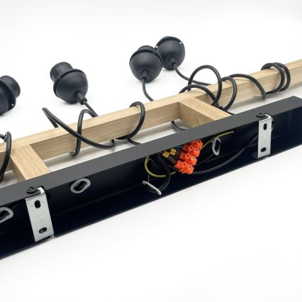 Żyrandol na lince LEANDRA 5xE27/15W/230V dąb/czarny