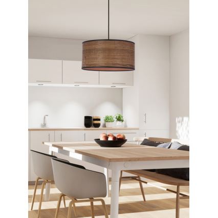 Żyrandol na lince LEGNO 1xE27/40W/230V śr. 30 cm brązowe