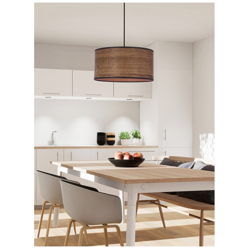 Żyrandol na lince LEGNO 1xE27/40W/230V śr. 30 cm brązowe