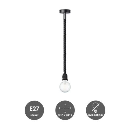 Żyrandol na lince LEONARDO ROPE 1xE27/10W/230V czarny