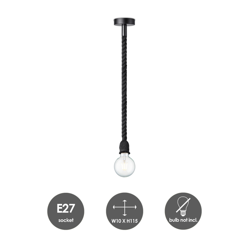 Żyrandol na lince LEONARDO ROPE 1xE27/10W/230V czarny