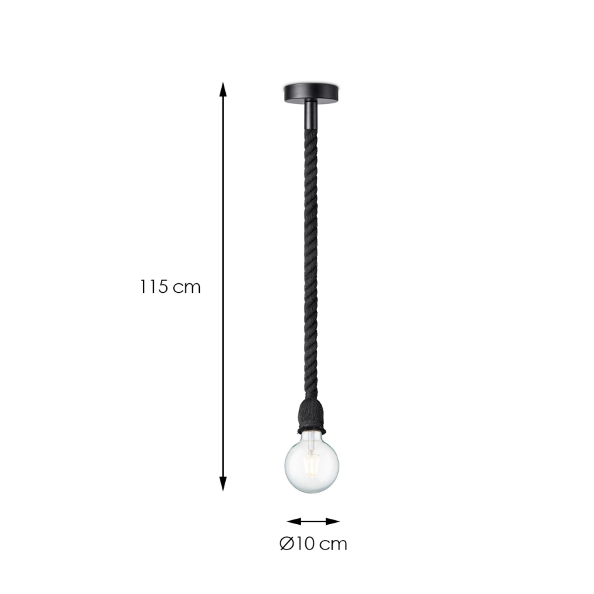 Żyrandol na lince LEONARDO ROPE 1xE27/10W/230V czarny