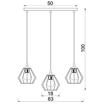 Żyrandol na lince LETI 3xE27/15W/230W czarny