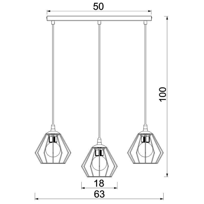 Żyrandol na lince LETI 3xE27/15W/230W czarny