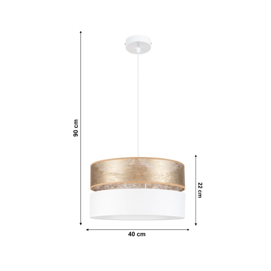 Żyrandol na lince LIMA 1xE27/60W/230V biały/złoty