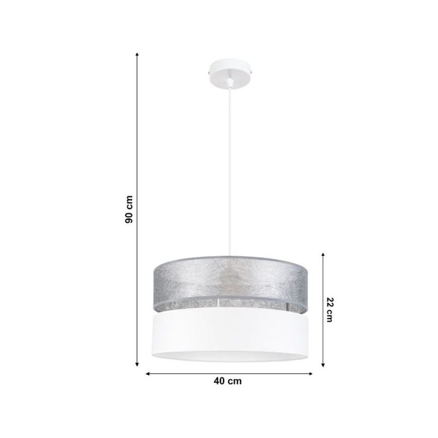 Żyrandol na lince LIMA 1xE27/60W/230V srebrny/biały