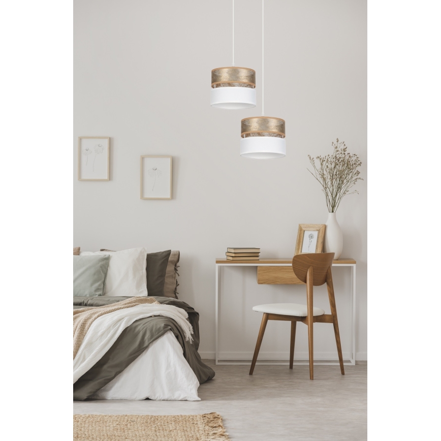 Żyrandol na lince LIMA 1xE27/60W/230V złoty/biały