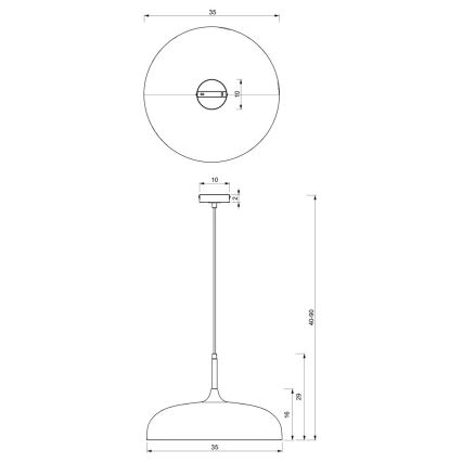 Żyrandol na lince LINCOLN 1xE27/60W/230V d. 35 cm biały