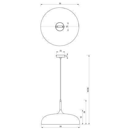 Żyrandol na lince LINCOLN 1xE27/60W/230V d. 35 cm czarny