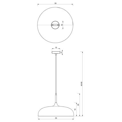 Żyrandol na lince LINCOLN 1xE27/60W/230V d. 35 cm zielony