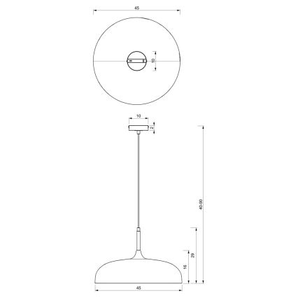 Żyrandol na lince LINCOLN 1xE27/60W/230V d. 45 cm niebieski