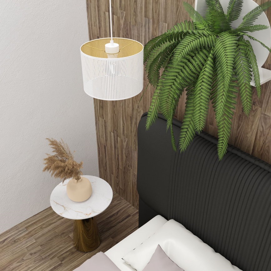 Żyrandol na lince LOFT SHADE 1xE27/60W/230V śr. 25 cm biały/złoty