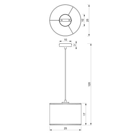 Żyrandol na lince LOFT SHADE 1xE27/60W/230V śr. 25 cm czarny/złoty