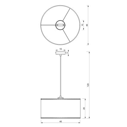 Żyrandol na lince LOFT SHADE 1xE27/60W/230V śr. 40 cm czarny/złoty