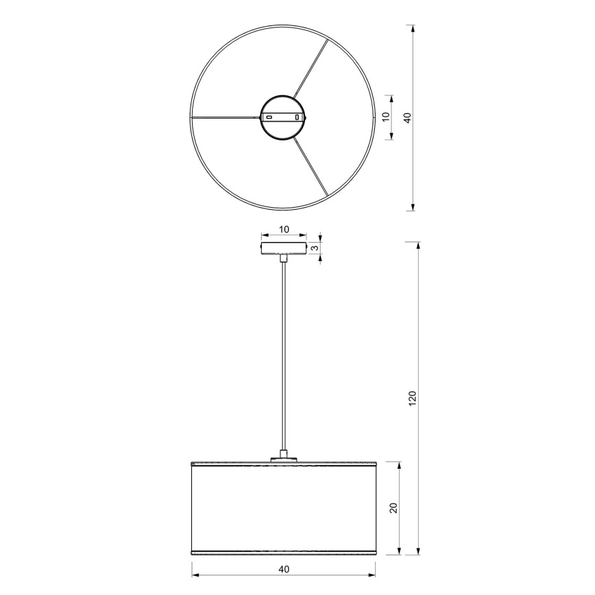 Żyrandol na lince LOFT SHADE 1xE27/60W/230V śr. 40 cm czarny/złoty